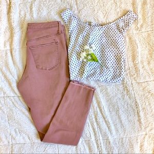 Coral high rise skinny jeans!